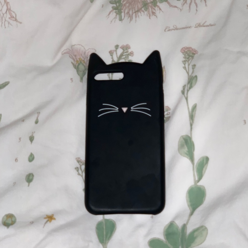 Silicone black cat phone case